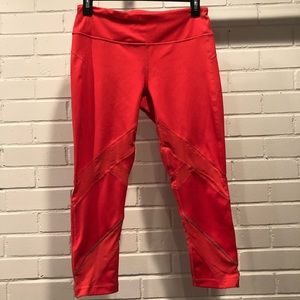 Zella Orange Red Capri Mesh Leggings 